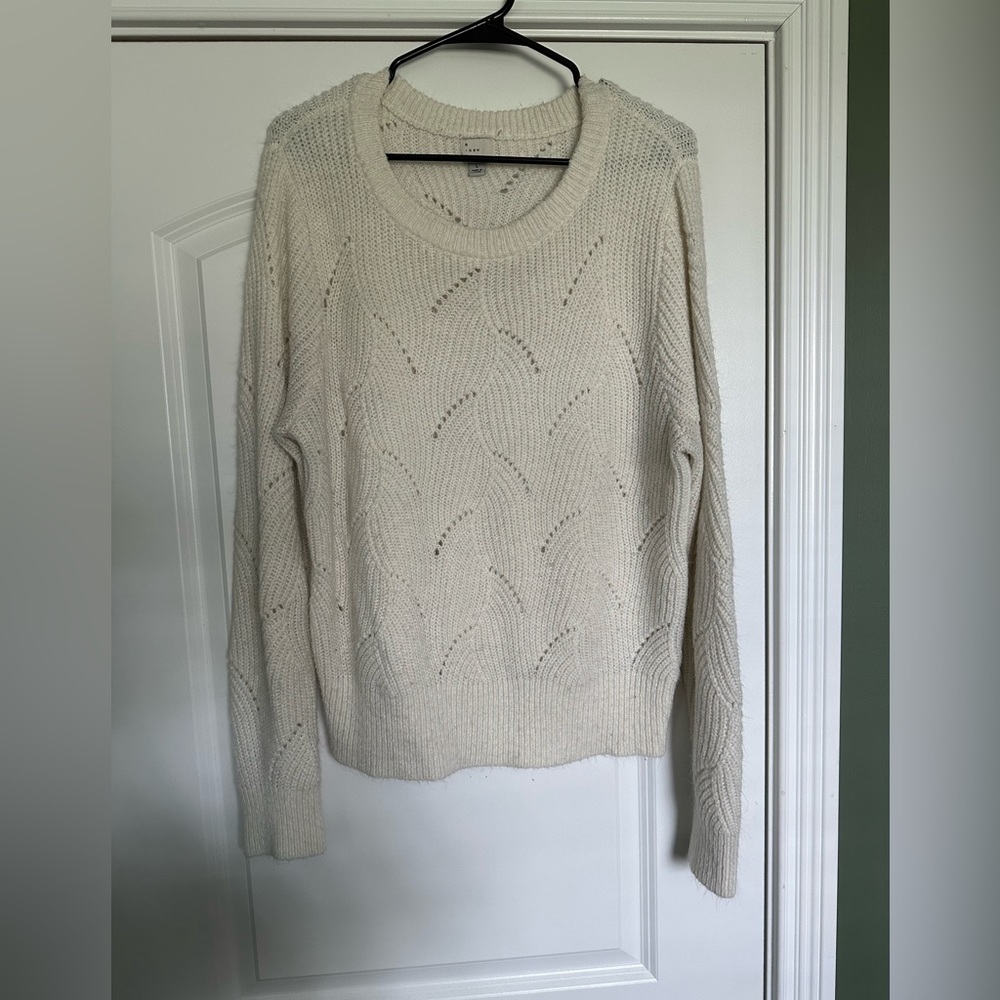 A new day, cream sweater, size large.